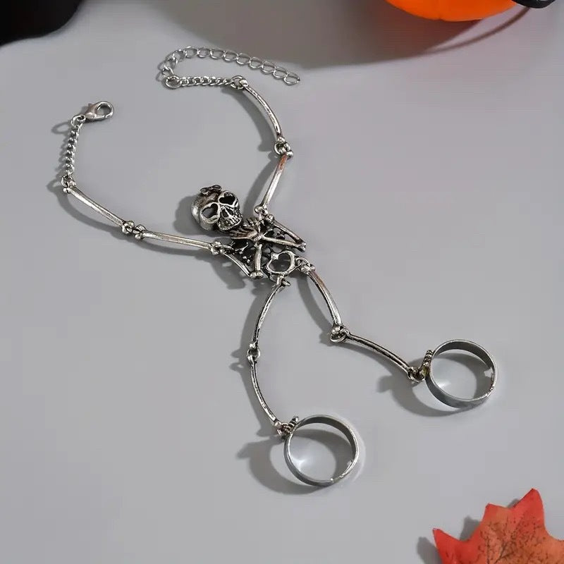 Skeleton Hand Chain Bracelet (Gothic Punk Halloween Slave Bracelet)