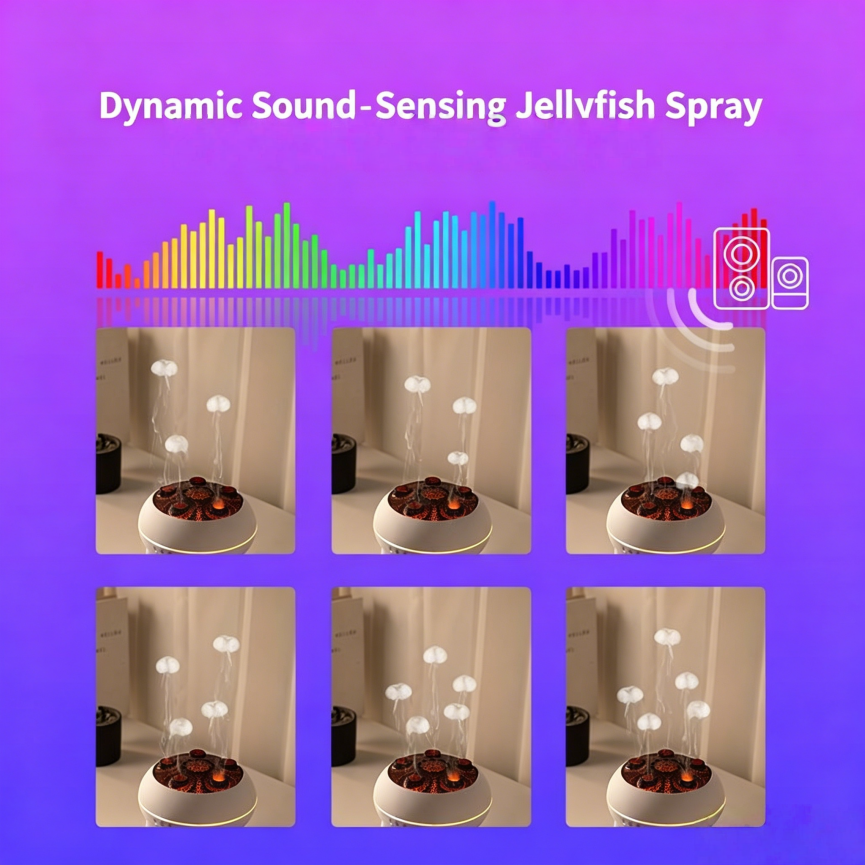 5-Hole Jellyfish Mist Aroma Diffuser, Multi-Color LED Timing Silent Home Scent Humidifier
