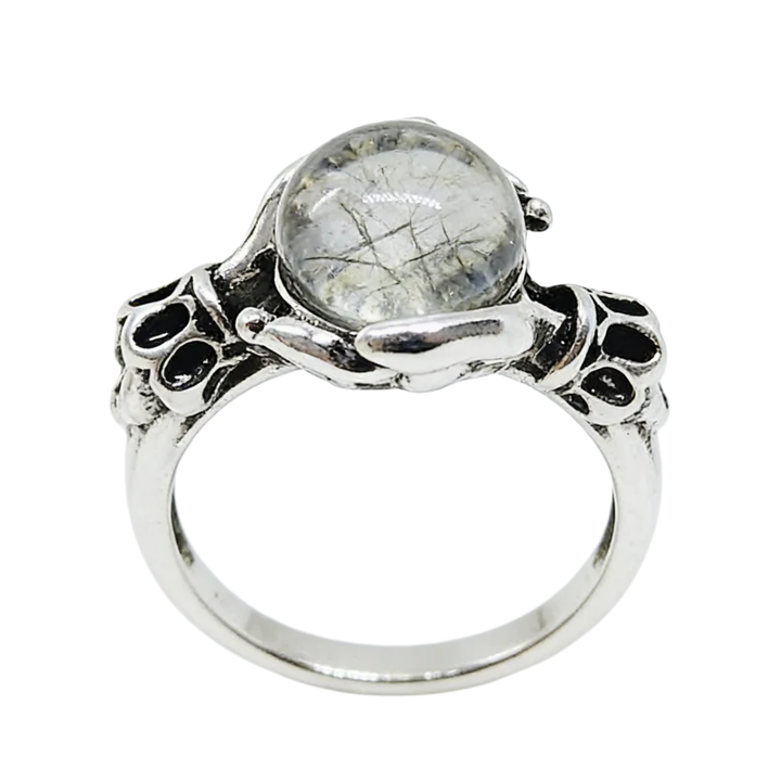 Vintage Prophecy Magic Crystal Ball Ring (Light Luxury Niche Dark Style Band)