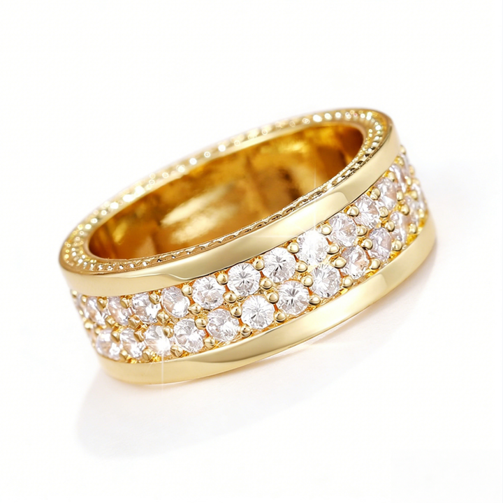 Double Row Pavé Wide Band Ring (Luxury Classic Timeless Band)