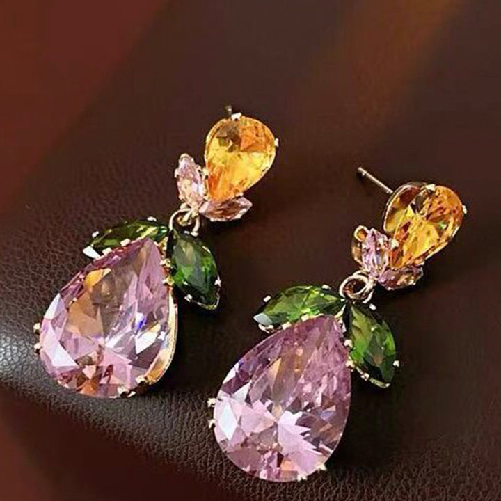 S925 Silver Multi-Color Teardrop Diamond Drop Earrings
