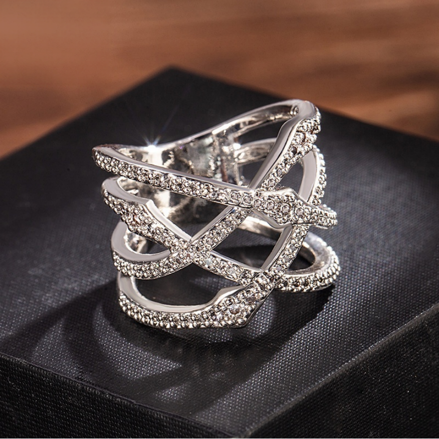 Intertwined Criss‑Cross Open Wide Band Ring