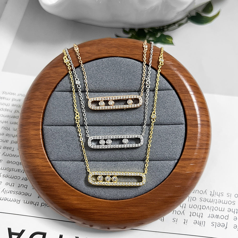 Pavé Geometric Link Clavicle Chain (Light Luxury Niche Versatile Daily Necklace)