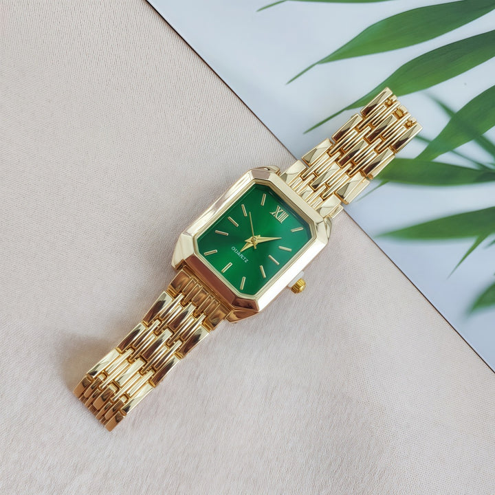 Vintage Rectangular Steel Band Quartz Watch for Women, Multi-Dial Luxury Business Casual Wristwatch