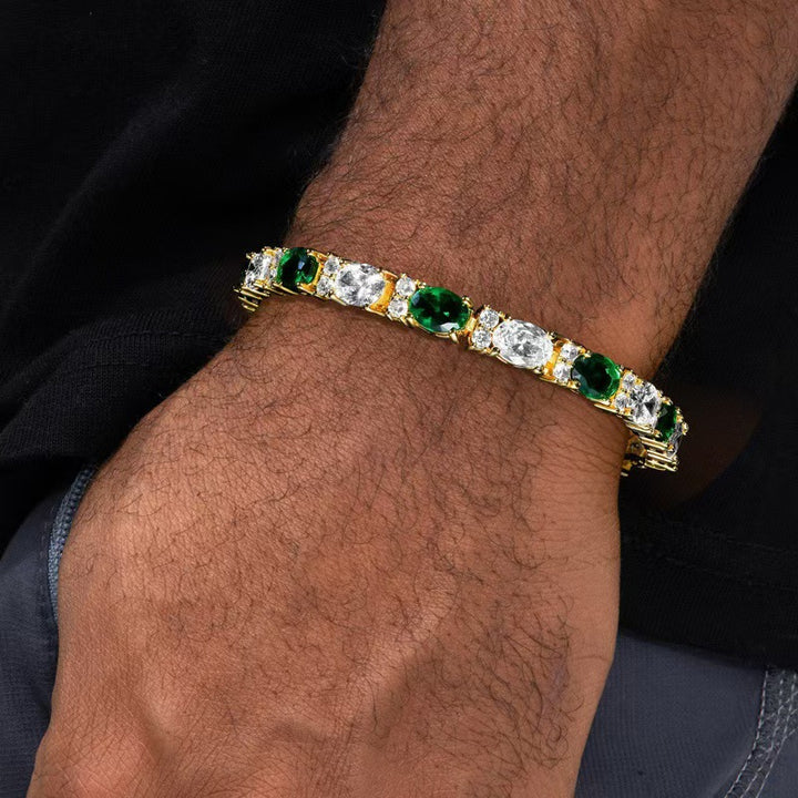 Green & White Gemstone Tennis Bracelet (Luxury Vintage Glam Wristband)