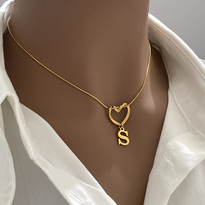 Heart & Initial Choker Set (Light Luxury Niche Personalized Necklace)