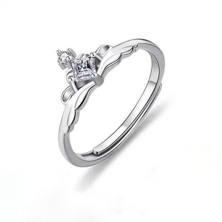 Knight & Princess Couple Ring Set (S925 Silver Blue Gem Vintage Wedding Band)
