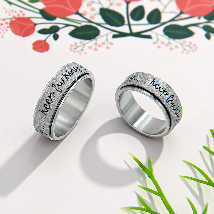 Inspirational Text Frosted Spinner Fidget Ring, 3‑Color Options