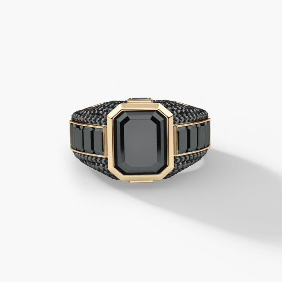 Emerald‑Cut Statement Men’s Signet Ring, Two‑Color Options
