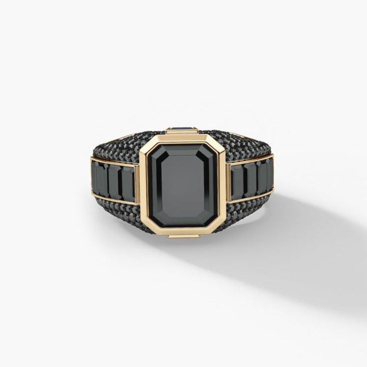 Emerald‑Cut Statement Men’s Signet Ring, Two‑Color Options