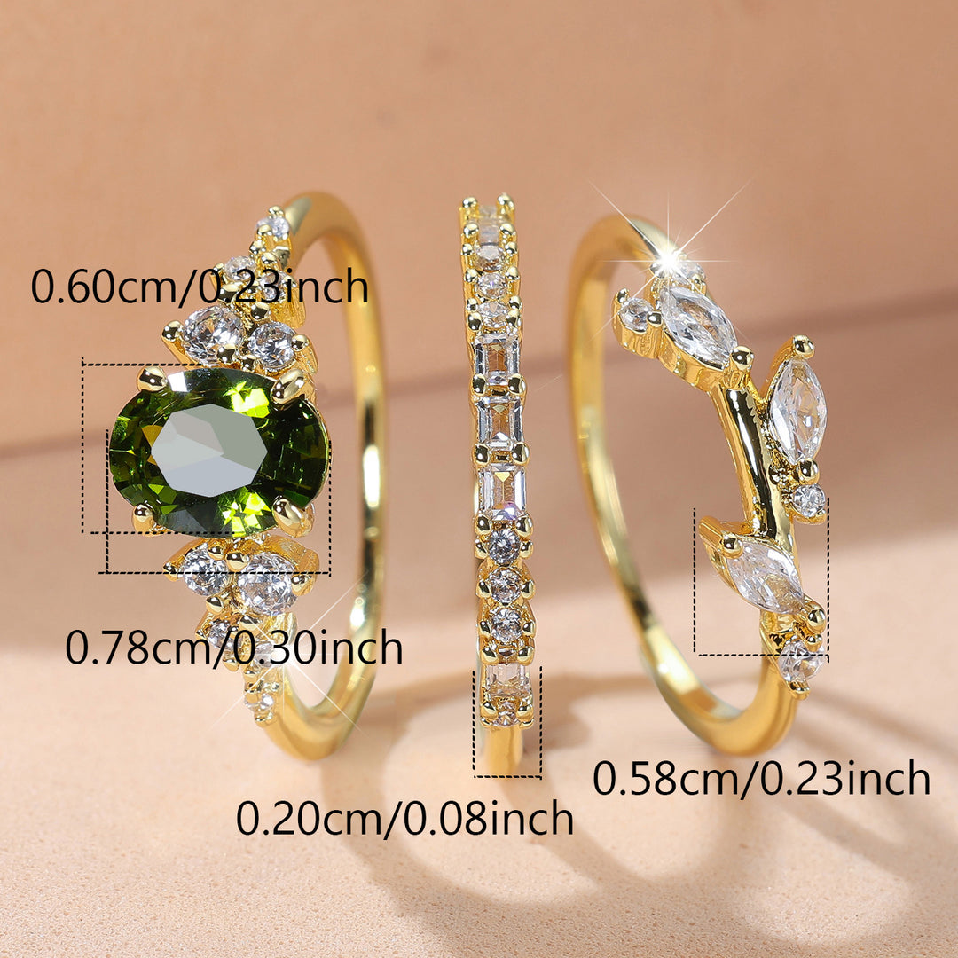 Three‑Piece Stackable Ring Set With Two‑Tone Options