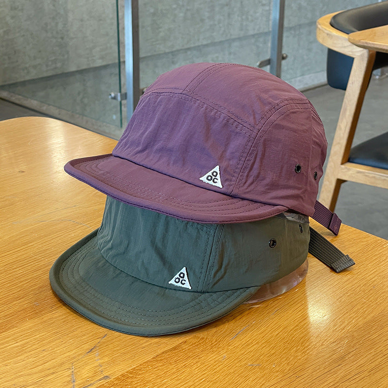 European & American Outdoor 5-Panel Quick Dry Short Brim Camp Cap, Lightweight Breathable Adjustable Sun Hat for Hiking & Camping