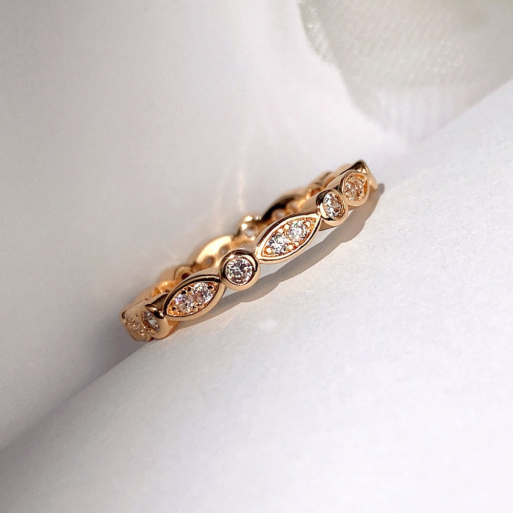 Vintage Milgrain Marquise Alternating Band, European Embossed Diamond Half Eternity Ring Gold Silver Stackable Wedding Guard Band