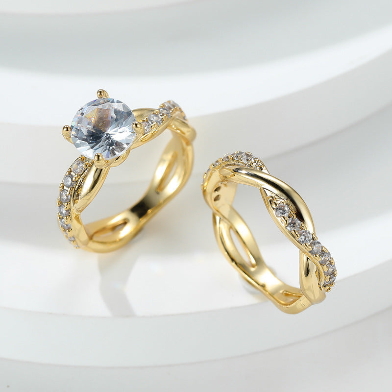 Intertwined Stackable Diamond Ring Set (Luxury Romantic Wedding Ring Style)
