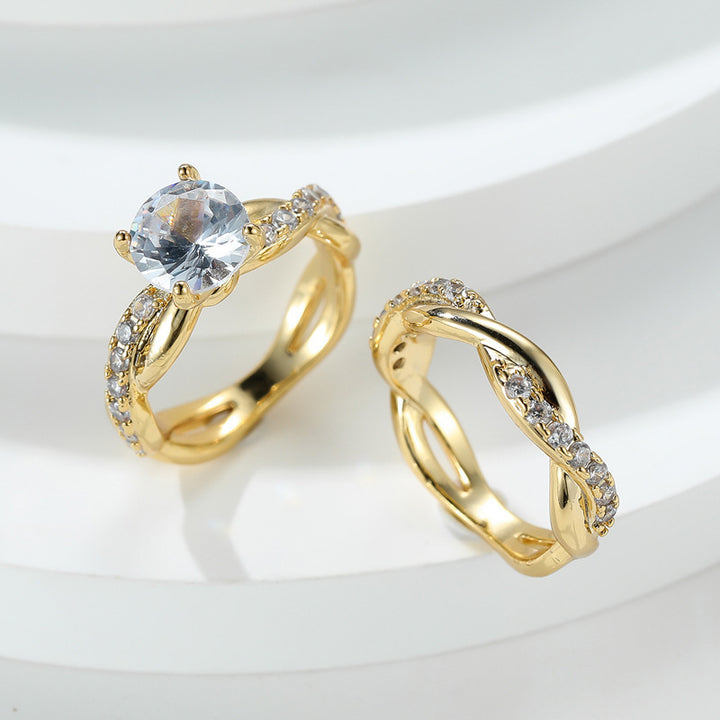 Intertwined Stackable Diamond Ring Set (Luxury Romantic Wedding Ring Style)