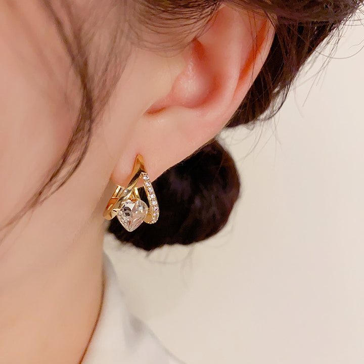 Geometric Twisted Teardrop Diamond Earrings, 2 Colors Minimalist Luxury Studs