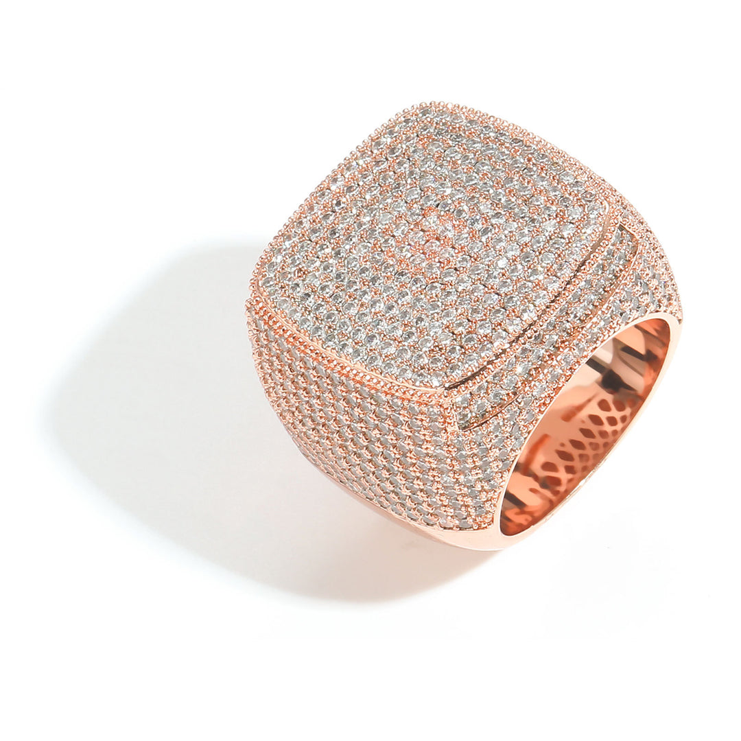Full Pavé Square Sugar Wide Ring (Hip-Hop Style Light Luxury Personalized Band)