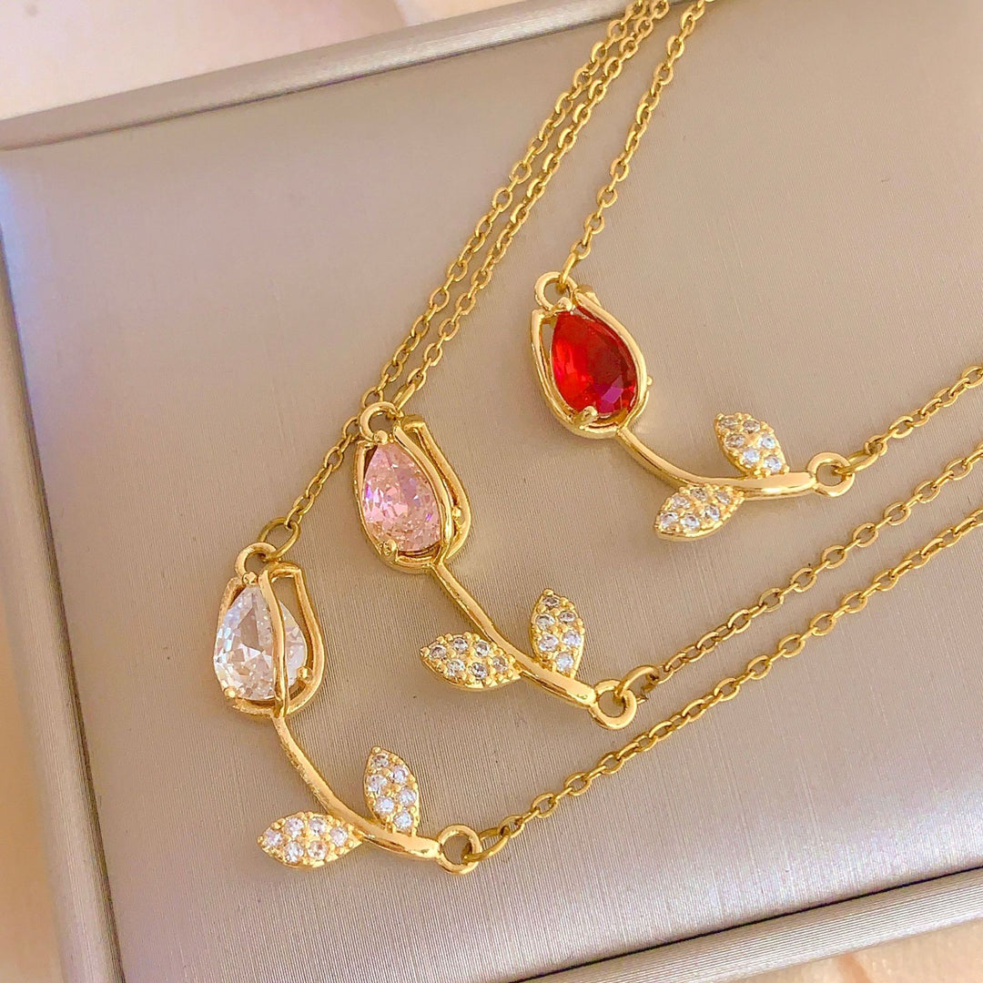 Tulip Gemstone Choker Set (Light Luxury Niche Fresh Necklace)