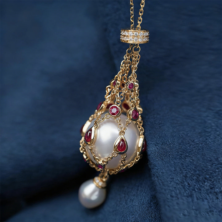 Vintage Cage Pearl Lantern Necklace Set (Light Luxury Niche Royal Choker)