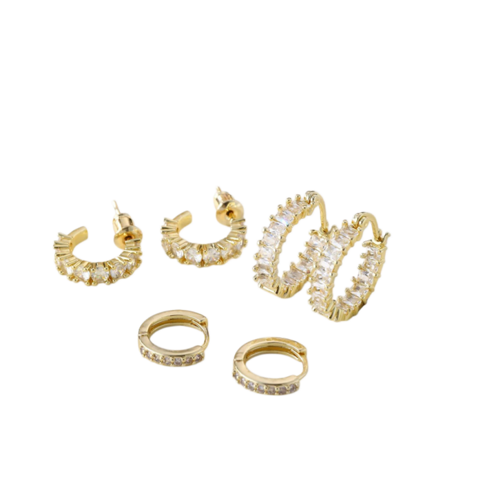 Multi-Size Pavé C-Huggie Earring Set (Luxury Classic Versatile Earrings)