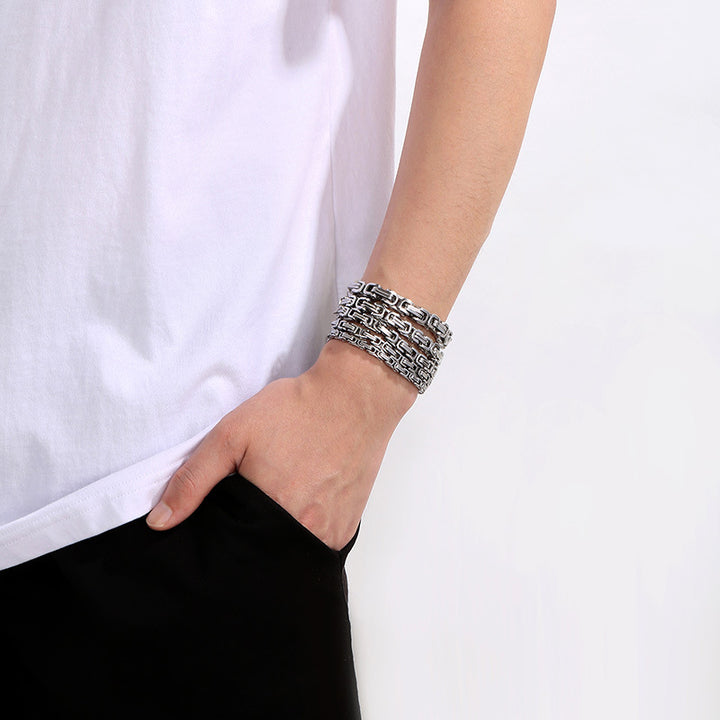 Byzantine Chain Geometric Titanium Steel Bracelet (Luxury Street Edgy Wristband)