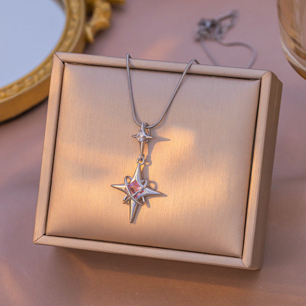 Double Star Pink Diamond Necklace
