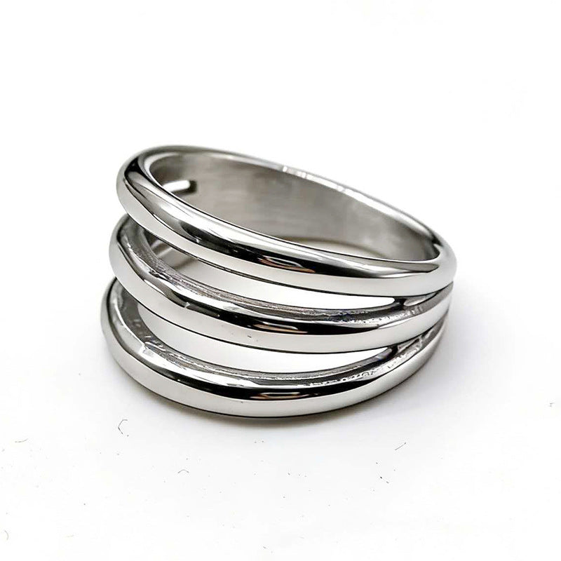 Triple Wrap Band Ring, Gold Silver Minimalist 3 Lines Stacked Ring For Women