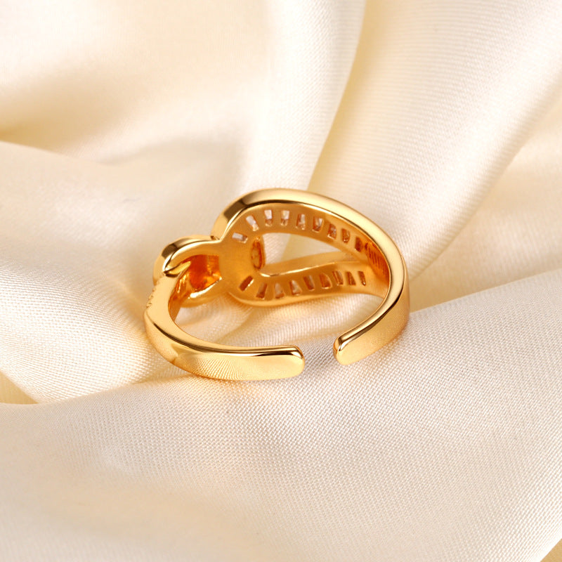 Diamond Knot Open Ring (2 Colors Luxury Delicate Statement Band)