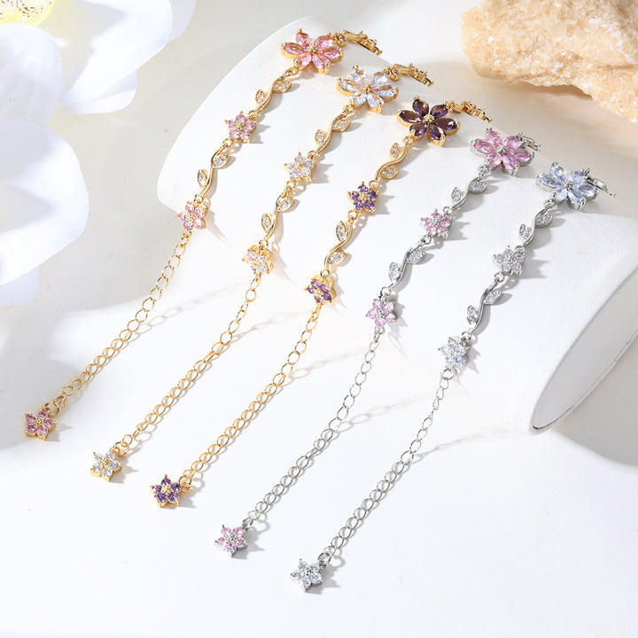 Pink Flower Cluster Vine Bracelet (Sweet Girl Vibe Choker)