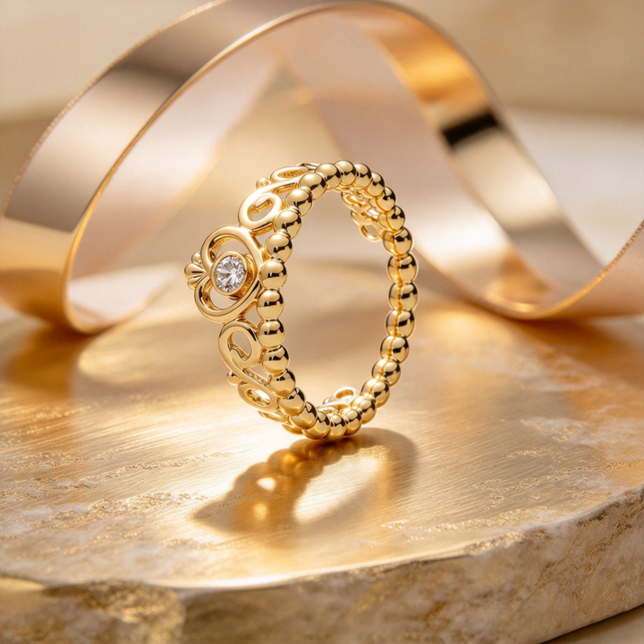Heart Beaded Openwork Ring