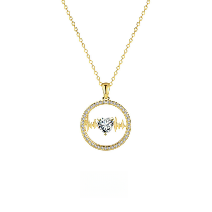 "Heartbeat" Love diamond Necklace (Pavé Circle Clavicle Chain)