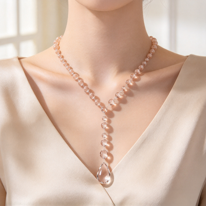Invisible Fish Line Teardrop Diamond Y-Shaped Collarbone Necklace