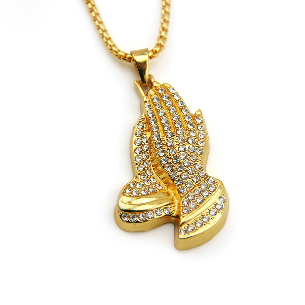 Pavé Praying Hands Necklace (Hip-Hop Faith Pendant)
