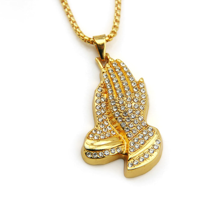 Pavé Praying Hands Necklace (Hip-Hop Faith Pendant)