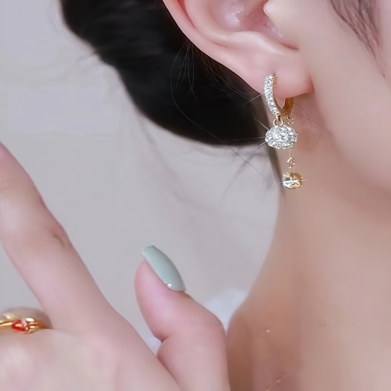 Pavé Ball Tassel Huggie Earrings (Light Luxury Niche Vivid Earrings)