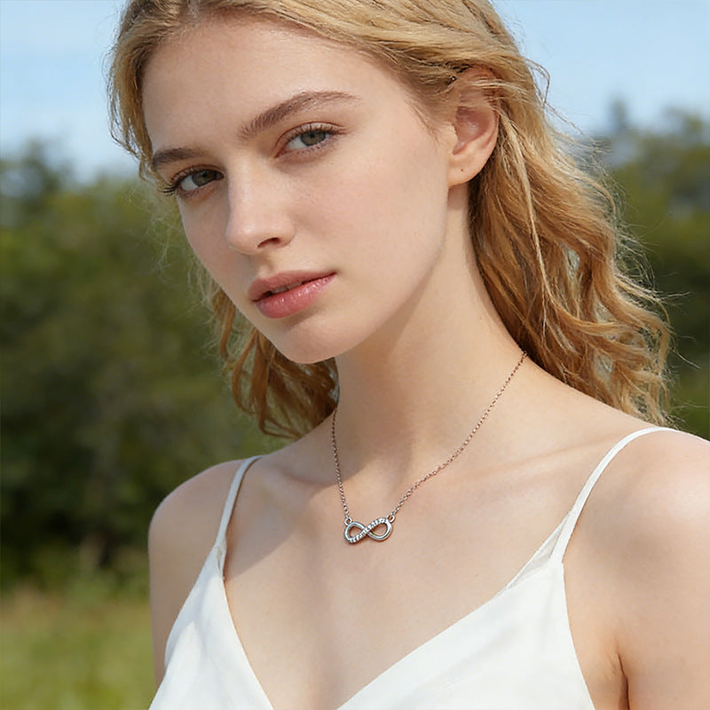 Infinity Knot Diamond Pendant Necklace (3 Colors Delicate Luxury Choker)