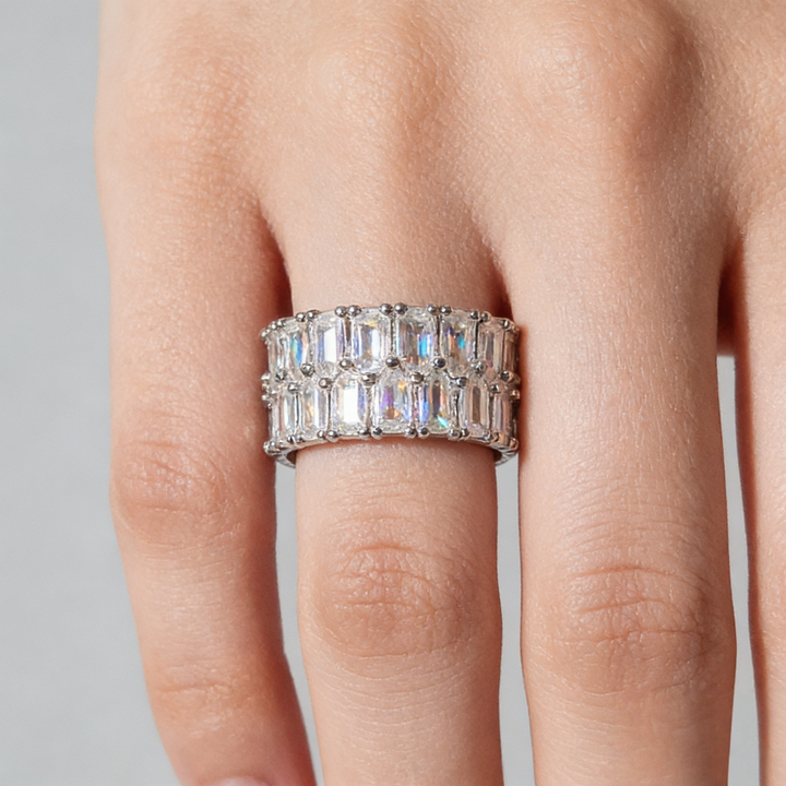 Double-Row Marquise Diamond Eternity Band (Luxury Daily Wear Wide Statement Ring)