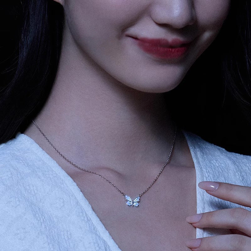Glow-in-the-Dark Butterfly Necklace & Bracelet Set (Whimsical Fairy Jewelry)