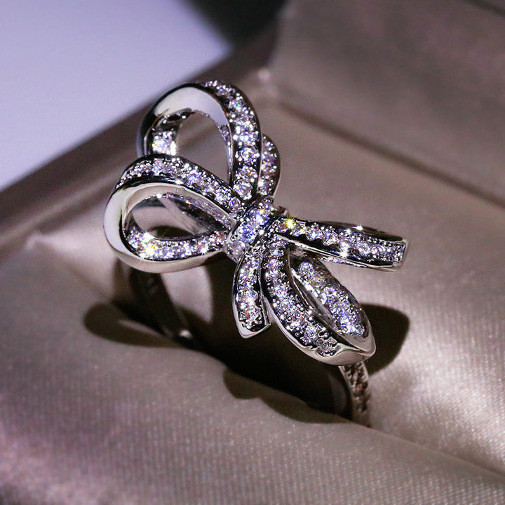 Pavé diamond Bow Ring (Luxury Gentle Sweetheart Statement Band)