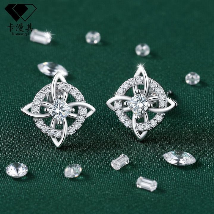 Witch's Knot Birthstone Stud Earrings (12 Colors Silver Tone Jewelry)