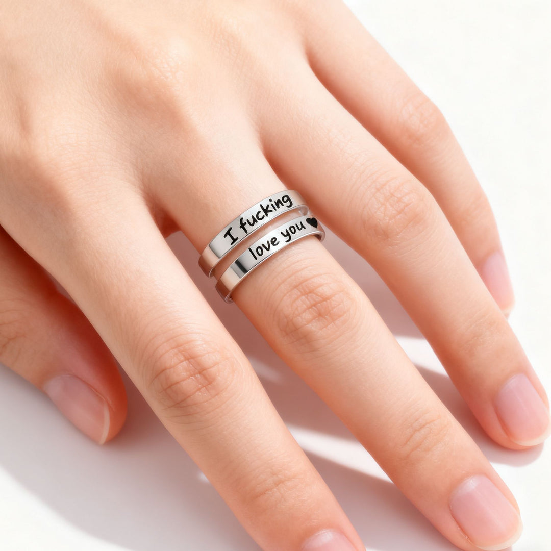 Double Layer Wrap Engraved Couple Ring (Personalized Confession Ring)