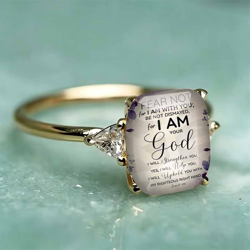 Rectangle‑Shape Bible Verse Printed Ring, Two‑Tone Options