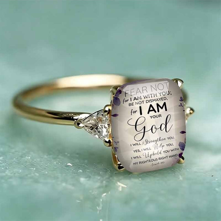 Rectangle‑Shape Bible Verse Printed Ring, Two‑Tone Options