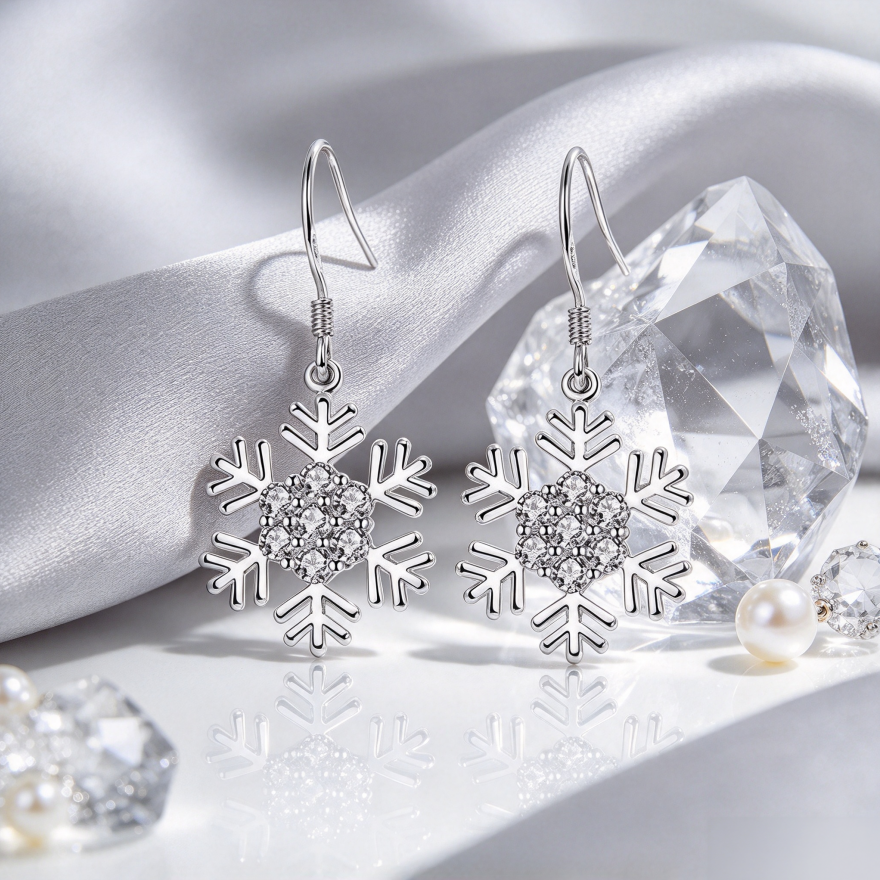 Snowflake Diamond Hook Earrings