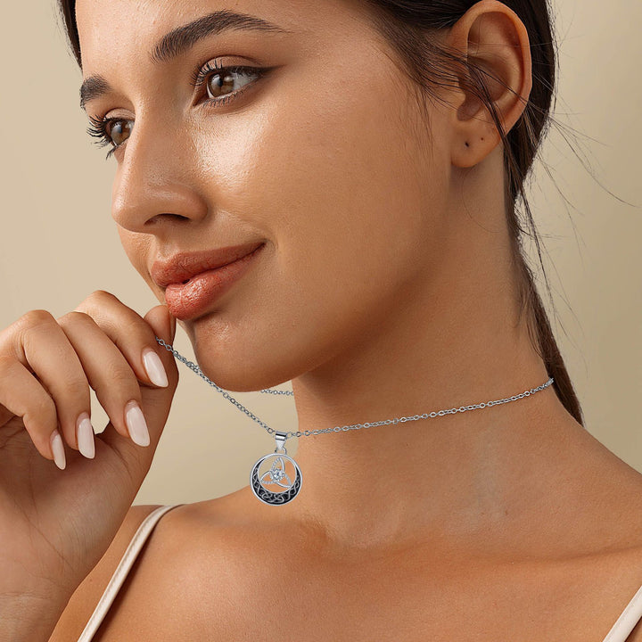 Celtic Knot Moon & Star Diamond Necklace (Light Luxury Niche Vintage Necklace)