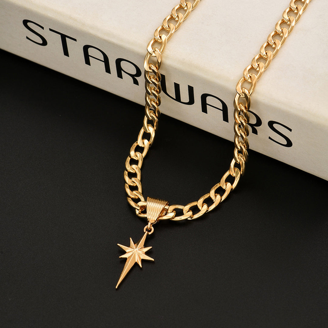 Cuban Link Starburst Pendant Necklace (Edgy Y2K Choker)