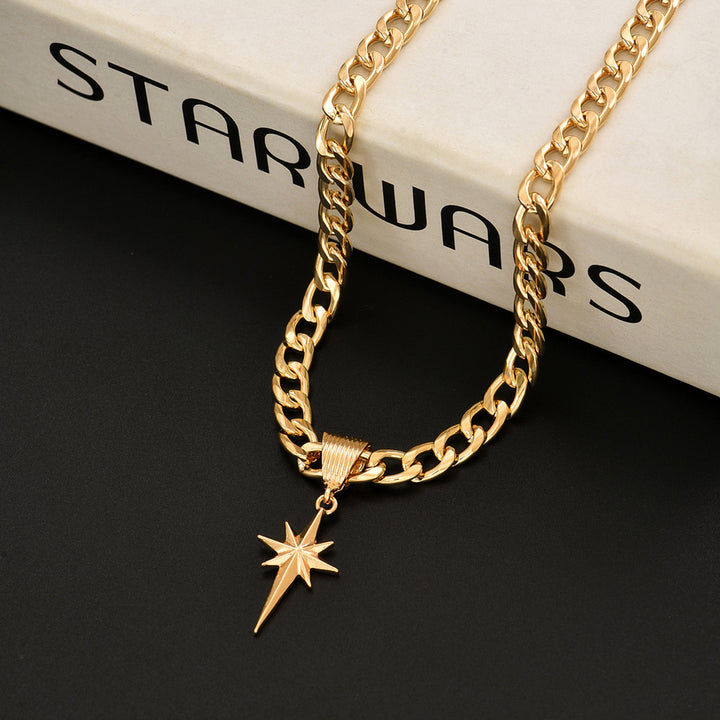 Cuban Link Starburst Pendant Necklace (Edgy Y2K Choker)
