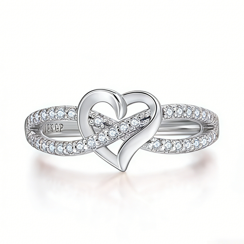 Intertwined Double Heart Pave Ring (Light Luxury Niche Romantic Band)