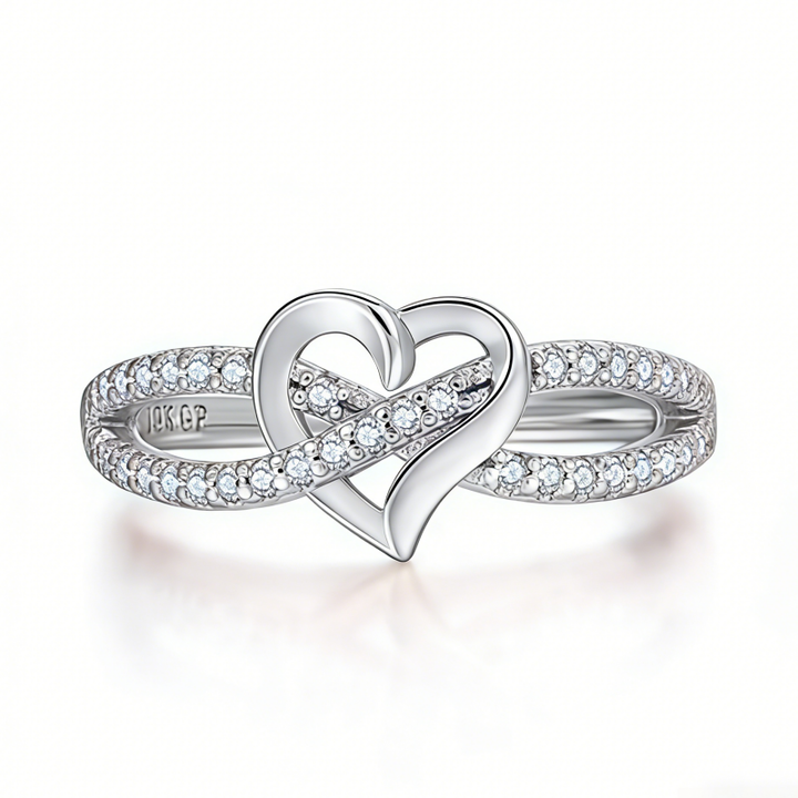 Intertwined Double Heart Pave Ring (Light Luxury Niche Romantic Band)