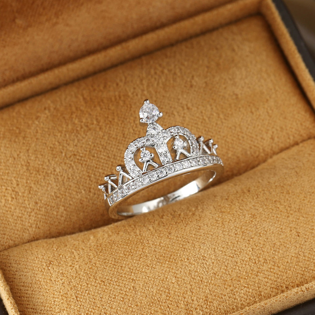 Exquisite Paved‑Crown Women's Ring, Gold & Silver Two‑Tone Options